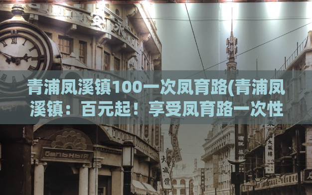 青浦凤溪镇100一次凤育路(青浦凤溪镇：百元起！享受凤育路一次性优惠)